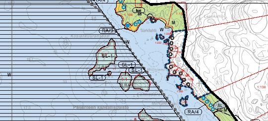 Ote Päijänteen ranta-alueiden osayleiskaavasta. Iso-Särkijärven ranta-alue kuuluu KHO:n päätöksellä 13.5.