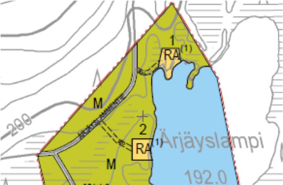 11 Kankaanlampi Luonnokseen osoitetaan kaksi rakennuspaikkaa.