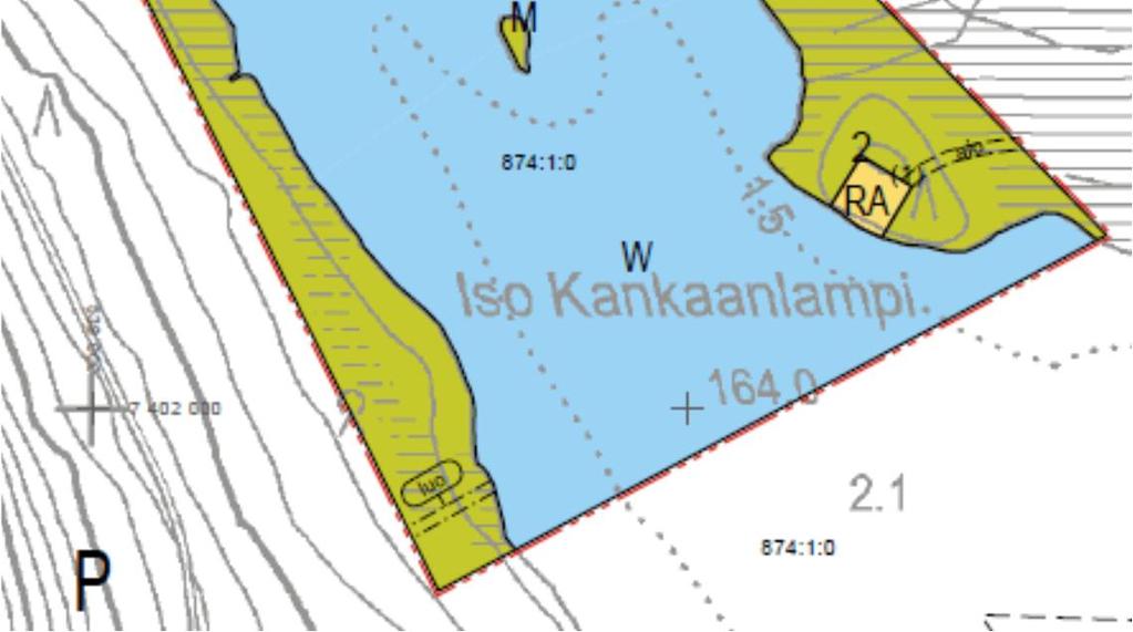 metriä ja rakentamisen ulkopuolelle jää 950 metriä, joten