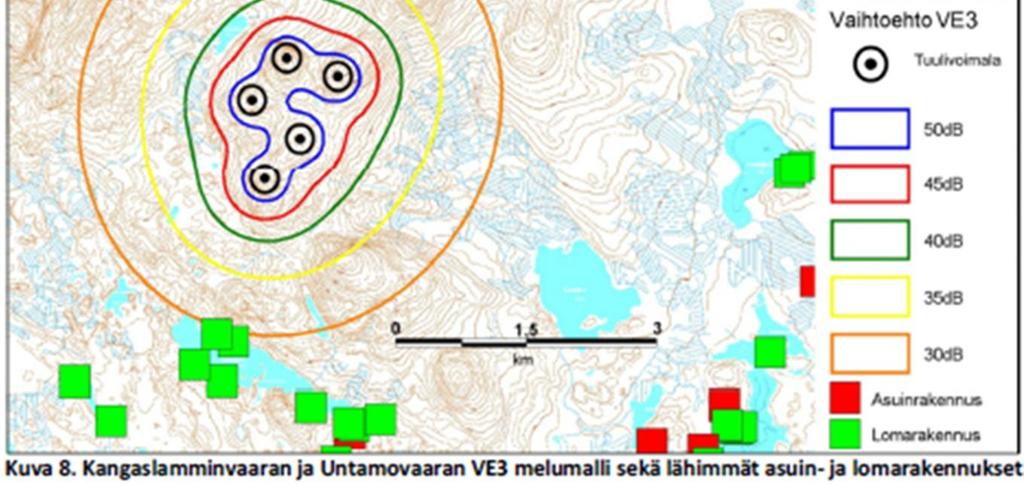 Osa Kummunjärven ja Iso-Kankaanlammen alueille osoitettavista rakennuskortteleista sijoittuvat tuulivoimayleiskaavan