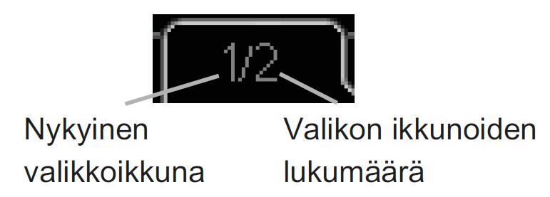 Merkitse valitsimella asetettava arvo. 2. Paina OK-painiketta. Arvon tausta muuttuu vihreäksi, mikä tarkoittaa, että olet säätötilassa. Selaa aloitusoppaan ikkunoita 1.