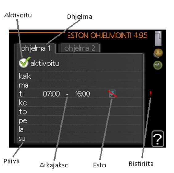 Ohjelma käynnistyy aina sinä päivänä, jolle aloitusaika on asetettu. Tehdasasetusten palautuksen jälkeen omat asetukset, kuten esim. lämpökäyrä jne. pitää asettaa uudelleen.