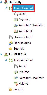 Toimeksiannon lisääminen Klikkaa