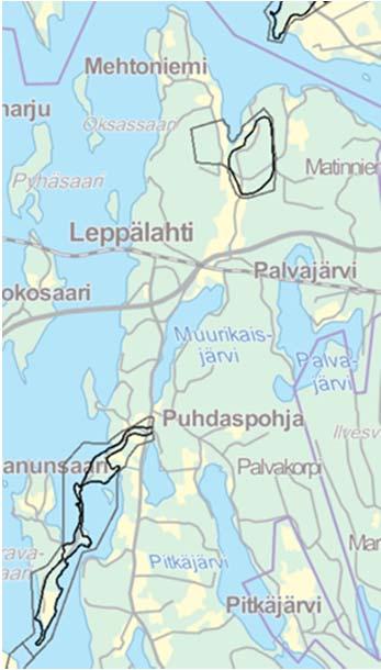 Sekä osittain Toivakan tai Laukaan kanssa Palvajärvi 142 ha, Höyhenisjärvi 21 ha, Pieni Humalajärvi 27 ha, Pitkäjärvi 156 ha sekä Pieni Ilvesjärvi pohjoisosastaan vähäisiltä osin.