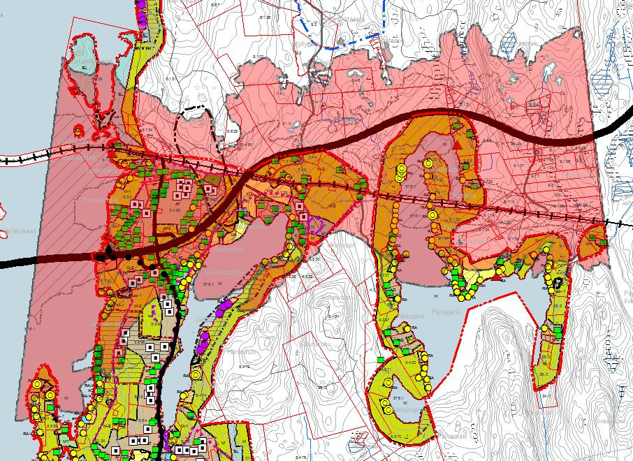y101 /Leppälahden osayleiskaava/kaavaselostus 23.5.2017 (50) Loma-asumiseen käytettävillä alueella melutason ohjearvo on 45 db.
