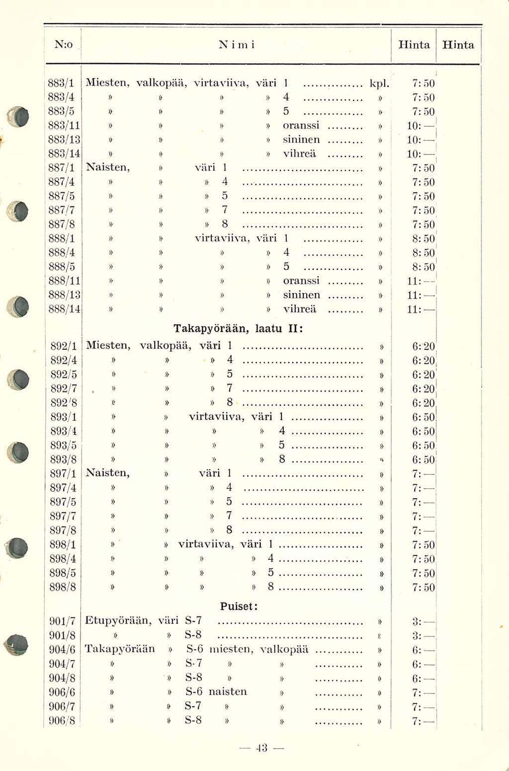 . Hinta N:o NIMI Hinta 883/1 883/4 883/5 883/11 883/13 883/14 887/1 887/4 887/5 887/7 887/8 888/1 888/4 888/5 888/11 888/13 888/14 892/1 892/4 892/5 892/7 892'8 893/1 893/4 893/5 893/8 897/1 897/4