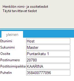 Nimi- ja osoitetiedot Kulje ohjattu toimintoa niin kauan, että löydät Nimi- ja osoitetiedoille varatut kentät. Käytä puhelinnumerona matkapuhelinta.