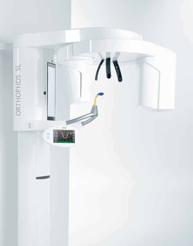Kuvantamiseen Low dose Kysy lisää! ORTHOPHOS SL Orthophosissa on tarkka potilasasettelu ja ohjaava näyttö Turvallinen ja helppokäyttöinen ja automaattisesti kääntyvä 3D Flat Panel -sensori.