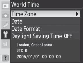7 Valitse World Time (Maailmanaika). 8 Tuo näyttöön vaihtoehdot. 9 Valitse Time zone (Aikavyöhyke). Tuo näyttöön maailman aikavyöhykkeiden kartta.