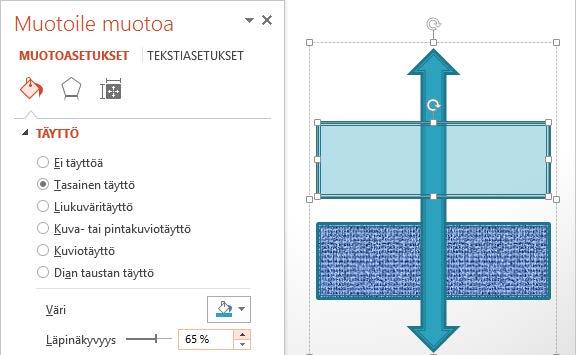 Kuva Kuva 118 Täyttö ( Fill) - välilehti Tässä on määritetty kalvolla oleva piirto-objekti läpinäkyväksi.