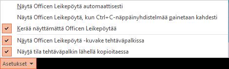 Nämä toiminnot vievät kopioidun tiedon (objektin) Windows'in leikepöydälle. Näin vain viimeksi leikattu tai kopioitu objekti on palautettavissa uuteen paikkaan, tosin niin monesti kuin haluat.