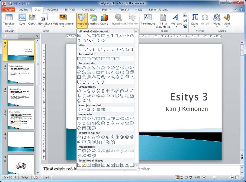 Linkit Toimintopainikkeet (Action Buttons) Harjoitustiedosto: Esitys-3.