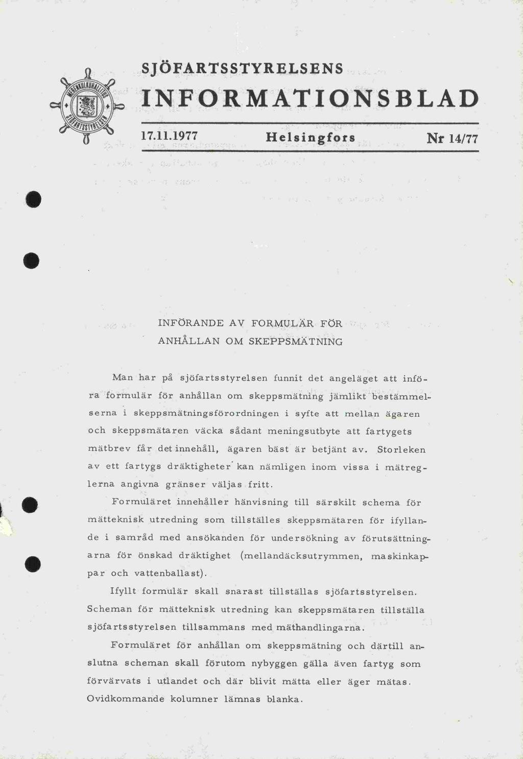 par JÖFARTTYRELEN INFORMATIONBLAD 17. 11.