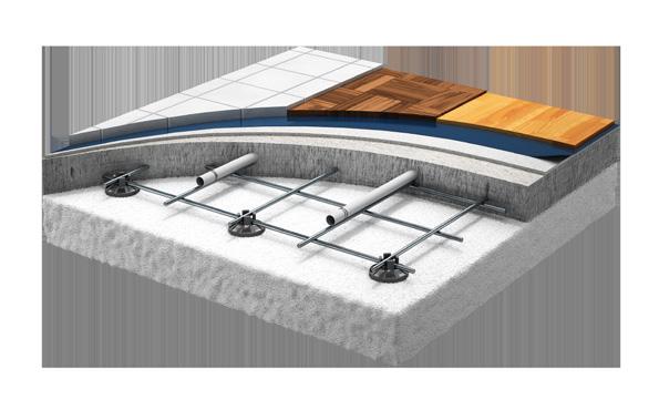 Betonivalu Kiinnityskiskot Askeläänieristys (parketti- tai Mahdollinen kosteus- tai höyrynsulku (pintalattian valmistajan ohjeiden