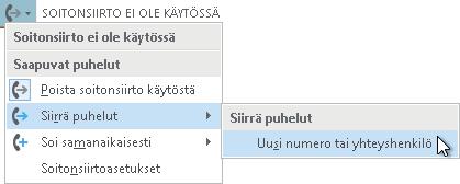 Soitonsiirto Haluatko siirtää puhelut vastaajaan, matkapuhelimeen tai hotellihuoneen puhelimeen? 3.