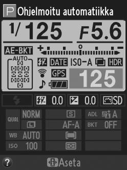 ..35 12 Tarkennustila...39, 100 13 Tarkennusaluetila...42, 101 14 Mittaus...68 7 8 9 10 11 12 13 14 15 16 19 20 21 22 23 18 17 15 Aktiivinen D-Lighting... 74 16 Haarukointiarvo.