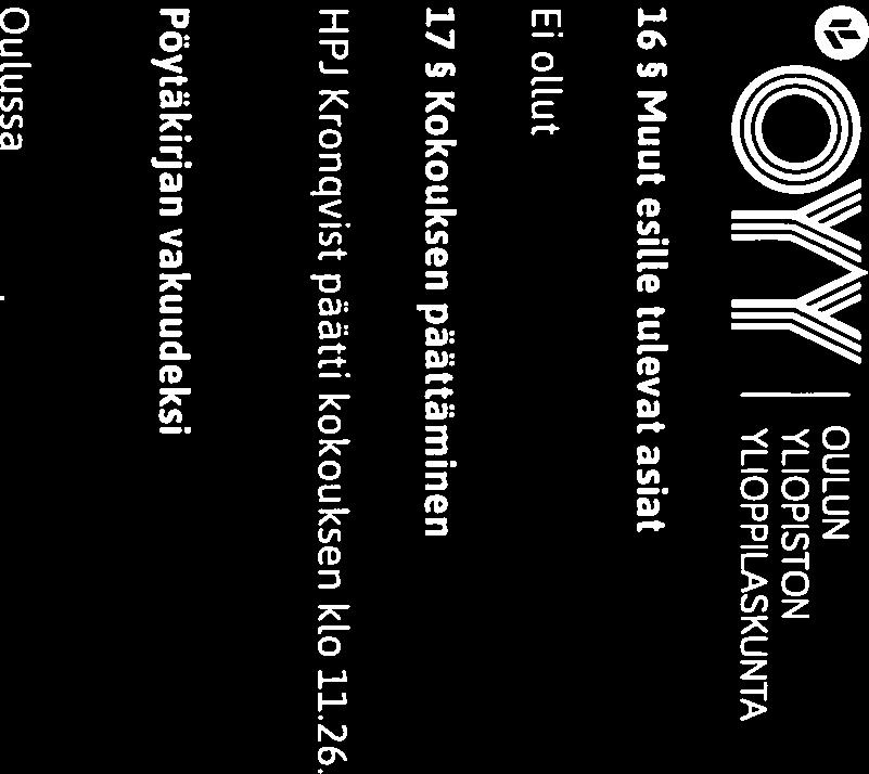 . O \VAV// OULUN T «Yli YLIOPISTON Poytakirja II III