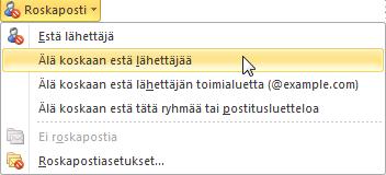 Roskapostia koskevat säännöt Edellä kuvattua menetelmää voidaan soveltaa myös roskapostin käsittelyyn, mutta parempaan lopputulokseen päästään varta vasten tähän tarkoitukseen suunnitellulla