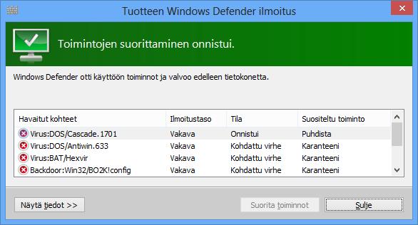 Kuva 165 Puhdistus alkaa Ohjelman suoritus kestää jonkin aikaa. Saat lopulta ilmoituksen siitä, että toiminnon suorittaminen onnistui tai sitten ei.