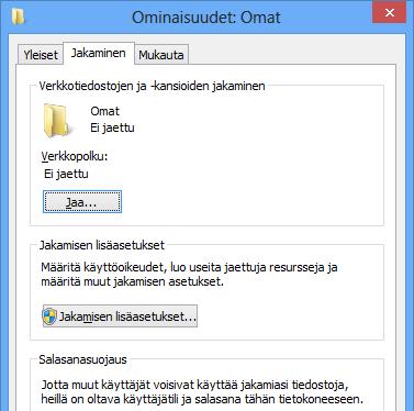 Kansion ominaisuudet Kuvassa näet E:-aseman Omat-kansion Ominaisuudet (Properties) -ikkunan Yleiset (General) -välilehden. Nimiruudussa voit antaa kansiolle nimen.