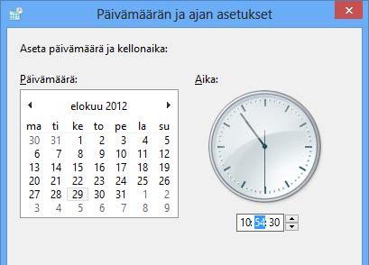 Napsauta sitten Muuta päivämäärän ja kellonajan asetukset (Change date and time settings) -painiketta, näin pääset korjaaman virheelliset aika-asetukset.