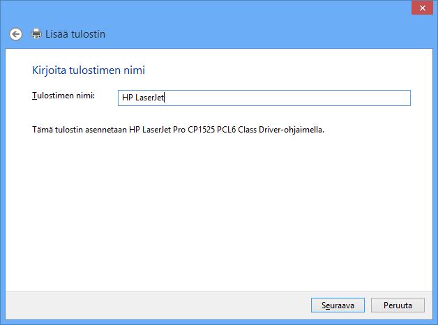 asennettava tulostin. Napsauta sitten Seuraava (Next) -painiketta.