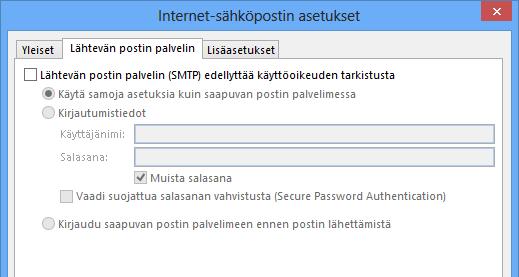 Sähköpostin vastausosoitteella (Reply E-mail) voidaan määritellä, mihin osoitteeseen vastaukset tätä tiliä käyttämällä lähetettyihin viesteihin lähetetään.