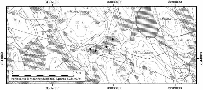 Pedersöressä tutkitut suot ja niiiden turvevarat Osa 1 49. Gransjön Gransjön (kl. 2312 12, x=7044,2, y=3307,8) sijaitsee noin 25 km Pedersören keskustasta kaakkoon.