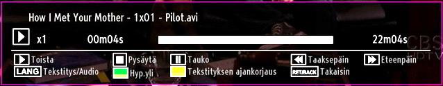 Tiedoteruudussa näkyy tietoja valitusta kanavasta ja sen ohjelmista. Kanavan nimi näkyy yhdessä sen kanavaluettelonumeron kanssa. Vihje: Kaikki kanavat eivät lähetä ohjelmatietoja.