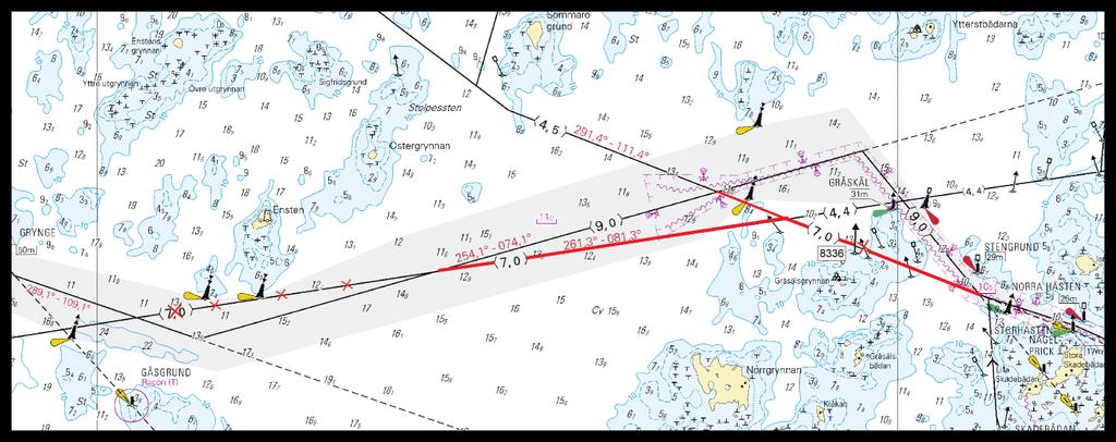 II. Poista väylälinja seuraavien pisteiden väliltä Stryk farledslinjen mellan följande punkter Delete navigation line between the following positions: 1) 63 07.2697 N 21 14.0830 E Alku/begynnelsep.