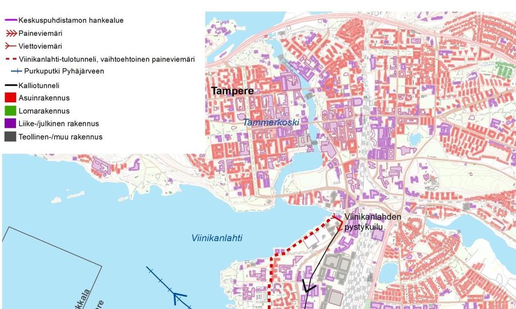 76 Kuva 17-6. Puhdistamon sekä kalliotunneleiden ja purkuputken lähiympäristön rakennukset.