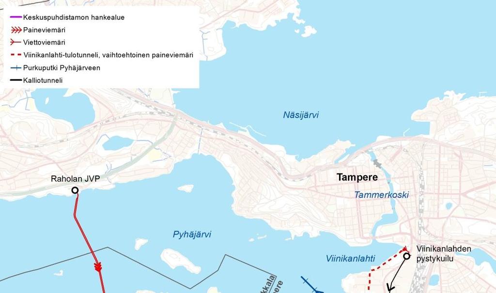3 LAITOKSEN SIJAINTI JA TIEDOT KIINTEISTÖISTÄ Keskuspuhdistamo sijoittuu noin 3 km Tampereen keskustasta etelään sijaitsevan Sulkavuoren alueelle (Kuva 3-1).