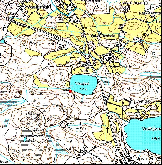 11 1. Viisajärvi, historiallinen rajamerkki Ote PerusCD:ltä 1:15 000
