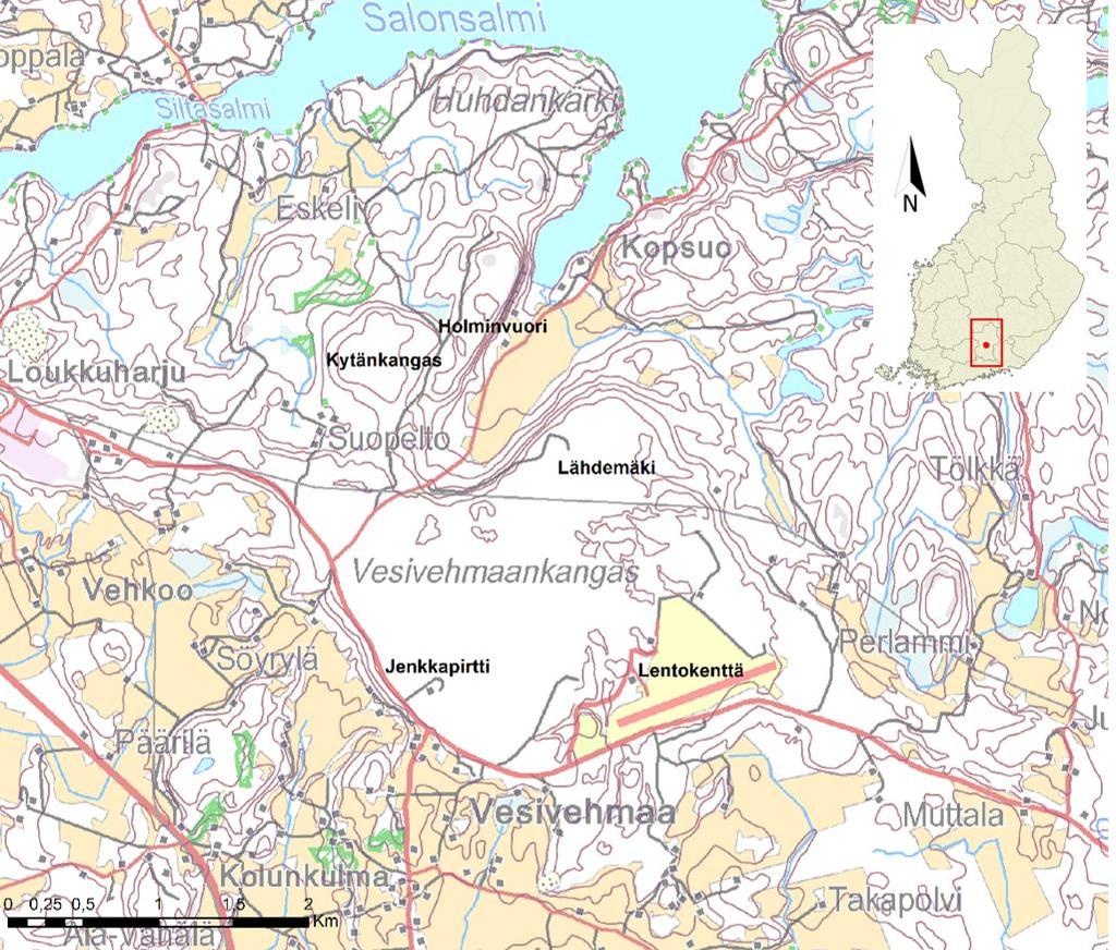 Vesivehmaankankaan deltaosa on syntynyt merenalaisissa olosuhteissa (Maankamara palvelu).