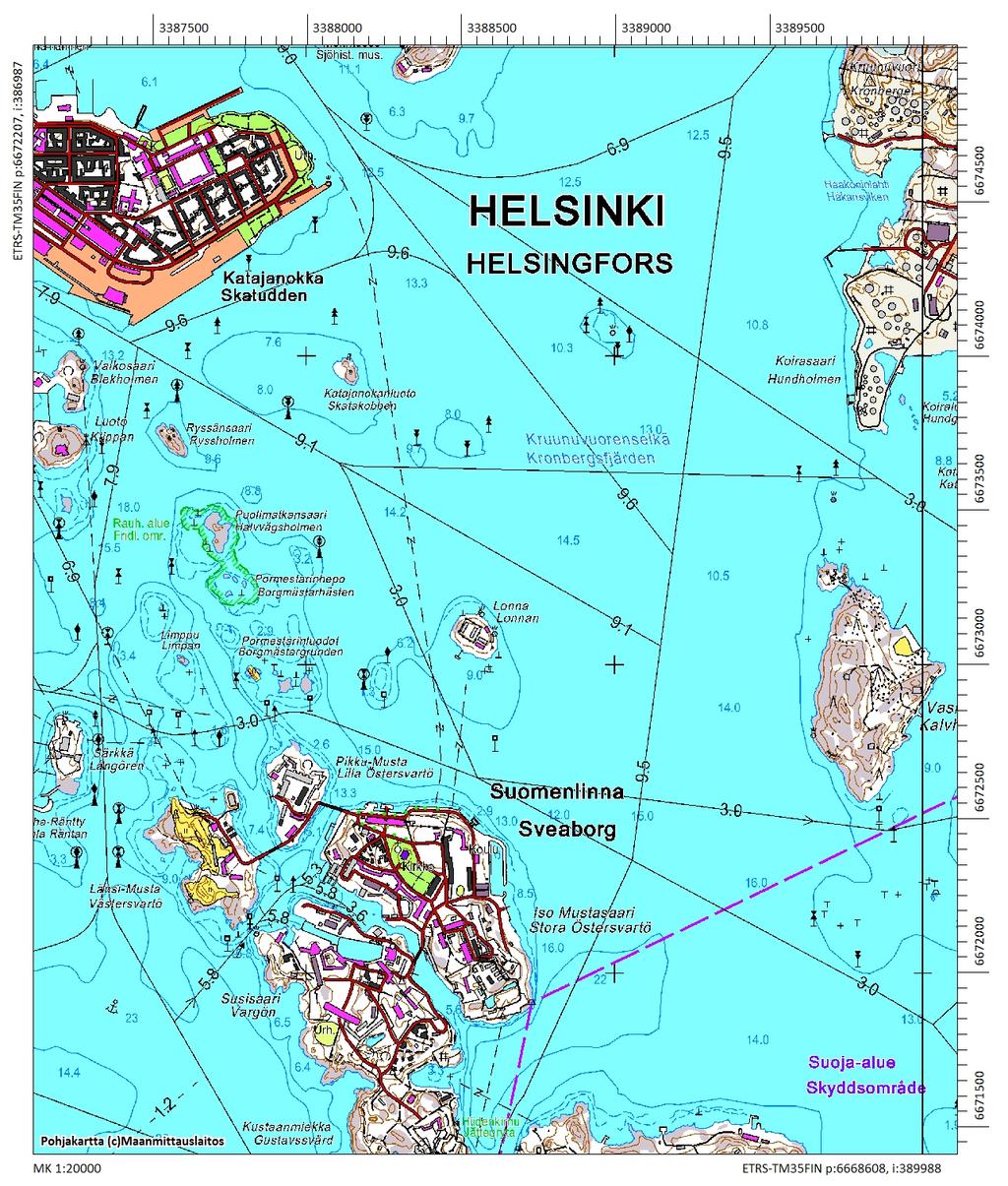 Kohteen sijaintikartta Lonnan saaren sijainti Suomenlinnan ja