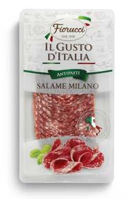 FI501 - Prosciutto Crudo Dolce Ilmakuivattu kinkku, siivutettu Porsaan kinkku, suola 80 FI323 - Antipasto Misto Lajitelma italialaisia leikkeleitä.