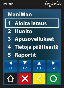 9. MAKSUPÄÄTTEEN OHJELMISTON PÄIVITYS (MANIMAN2) Maksupääte tarkastaa päivityspalvelimelta kerran kuukaudessa automaattisesti ohjelmiston päivitystarpeen ja mahdollisesti saatavilla olevat