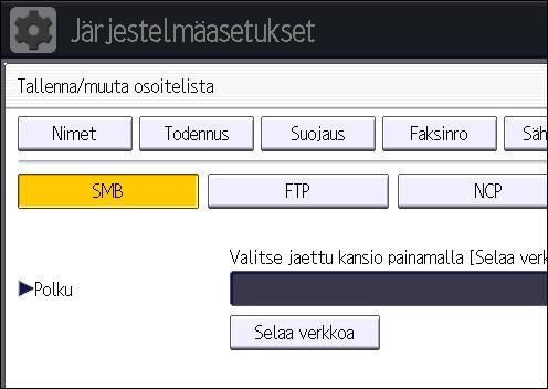 Kansioon skannauksen perustoiminnot Voit valita seuraavat näppäimet. [Usein]: tiedot lisätään sivulle, joka tulee näkyviin ensimmäisenä.