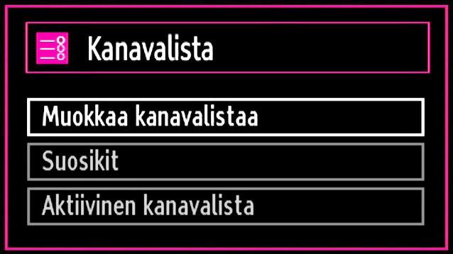 Kun olet valinnut analogisen hakutyypin, voit käyttää / painiketta kohdan valitsemiseksi ja painaa istten tai painiketta option asettamiseksi. Syötä kanavanumero tai taajuus numeropainikkeilla.