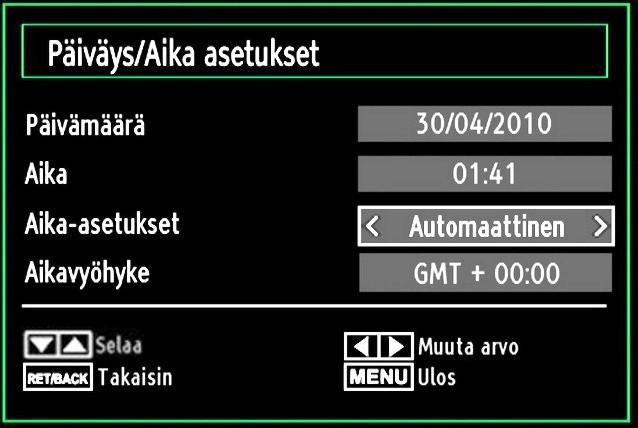 USB-levyn tiedot tulevat näyttöön: Päivämäärän/Aika-asetuksen konfigurointi Valitse Päivämäärä/Aika Asetusvalikossa Päivämäärän/Ajan asettamiseksi. Paina OKnäppäintä.