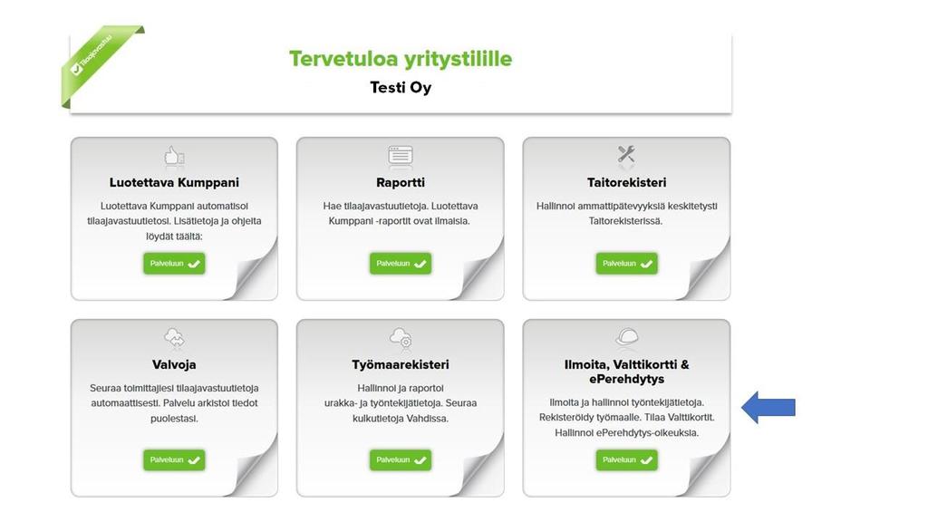 Valitse Ota käyttöön eperehdytys-palvelu sivun alalaidasta. Muista tutustua käyttöehtoihin. Huomioi, että palvelu on maksullinen.