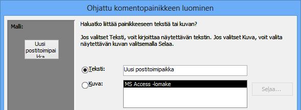 Napsauta viimeisessä vaiheen Valmis (Finish) -painiketta. Kuva 110 Painike ylätunnisteessa Nyt lomakkeen ylätunnisteessa on toimiva painike.