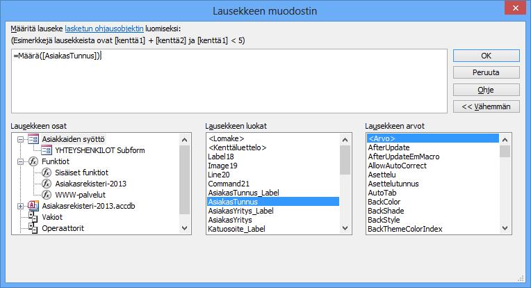 Luo kenttä (Unbound - Ei sidottu) napsauttamalla lomakkeen tyhjää kohtaa. Siirrä kenttä sopivaan kohtaan ja kaksoisnapsauta kentän reunaviivaa.