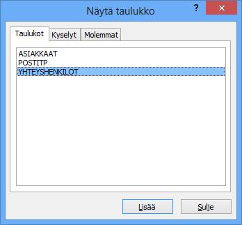 accdb Päivitä YHTEYSHENKILOT-taulukon Tehtävät-kentän Osto-osaston päällikkö -ammattinimikkeet Hankintapäällikkö-nimikkeiksi.