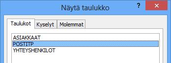 Taulukon luova kysely Uuden taulukon luovaa (Make Table) kyselyä käytetään usein, kun halutaan tiedot toiseen tietokantaan.