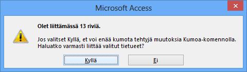 Kyselyn tallennusnimi Kuva 152 Tallenna nimellä ( Save As) - valintaikkuna Anna kyselyn nimeksi Vanhat asiakastietueet. Hyväksy ikkuna OK-painikkeella.