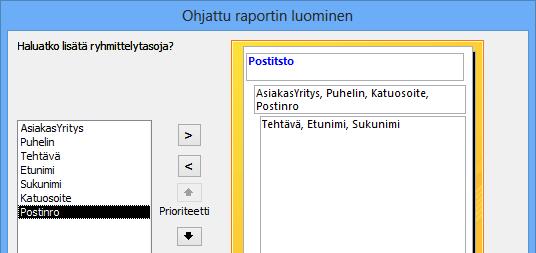 Loit aiemmin parametrikyselyn, jota käytät nyt uuden raporttisi perustana. Valitse aluksi siirtymisruudusta Haku paikkakunnittain -kysely.