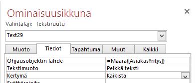 napsauta Ohjausobjektin lähde (Control Source) -kentän päässä olevaa -painiketta.