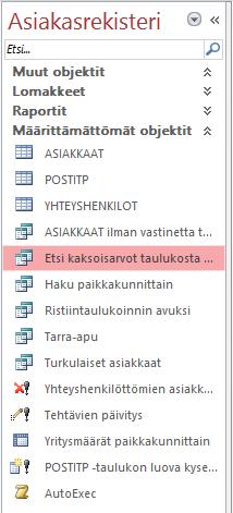 Oman luokan mukauttaminen Kuva 275 Navigointiruudun mukauttaminen Mukauta Asiakasrekisteri-luokka vetämällä oikeat