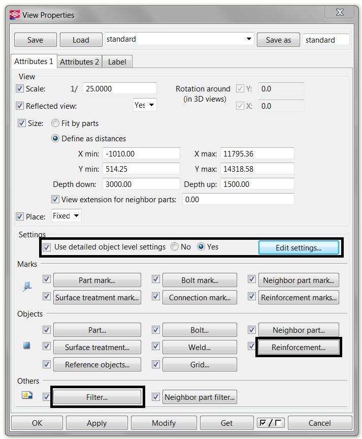 Liite 8 3(10) Kuva 4. View properties -ikkuna. Filter luodaan esimerkiksi objektin nimen mukaan ja sen voi tallentaa haluamallaan nimellä kohdassa save as.